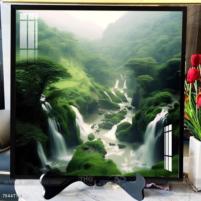 Tranh phon thủy sông, núi và mặt trời