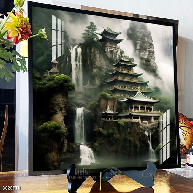 Tranh phong thủy phong cảnh thác nước thiên nhiên