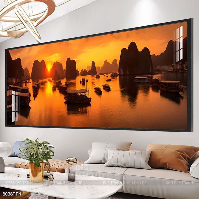 Tranh phong thủy nước non tuyệt đẹp