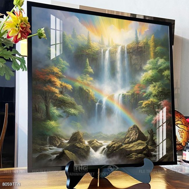Tranh phong thủy phong cảnh thác nước thiên nhiên