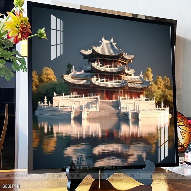 Tranh phon thủy sông, núi và mặt trời