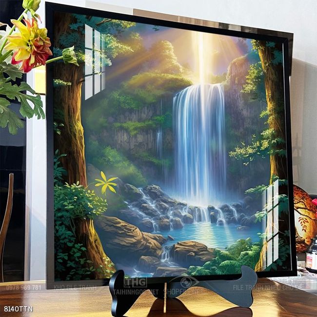 Tranh phong thủy phong cảnh thác nước thiên nhiên