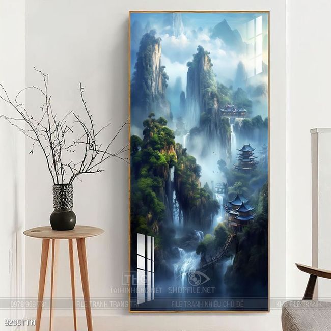 Tranh phong thủy phong cảnh thác nước thiên nhiên
