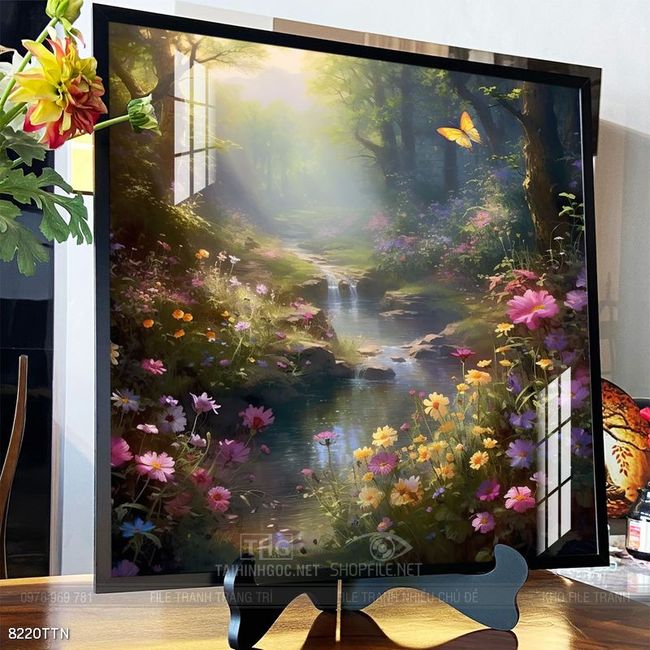 Tranh phon thủy sông, núi và mặt trời