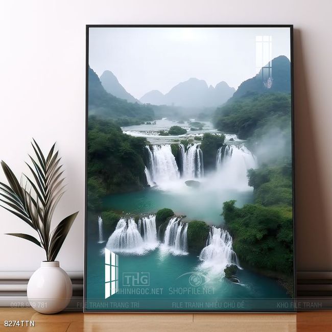 Tranh phong thủy phong cảnh thác nước thiên nhiên