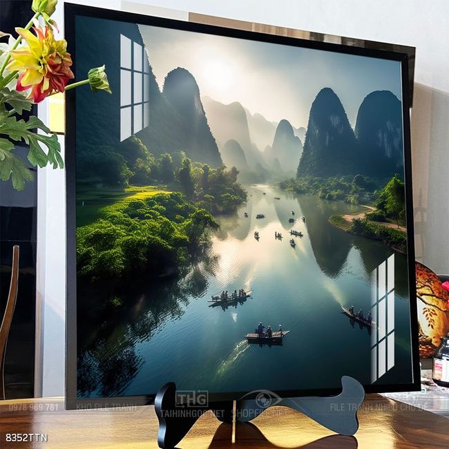 Tranh phong thủy phong cảnh thác nước thiên nhiên