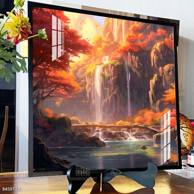 Tranh phon thủy sông, núi và mặt trời