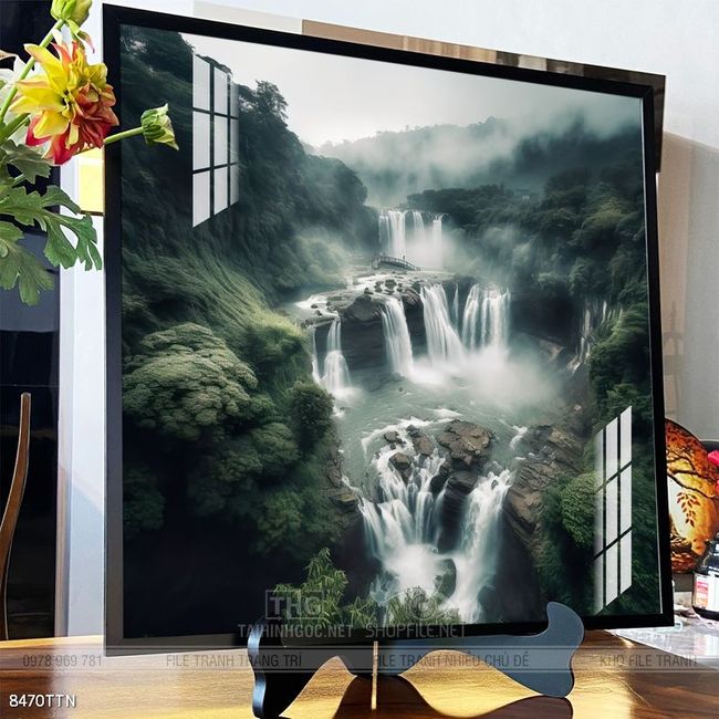 Tranh phong thủy phong cảnh thác nước thiên nhiên