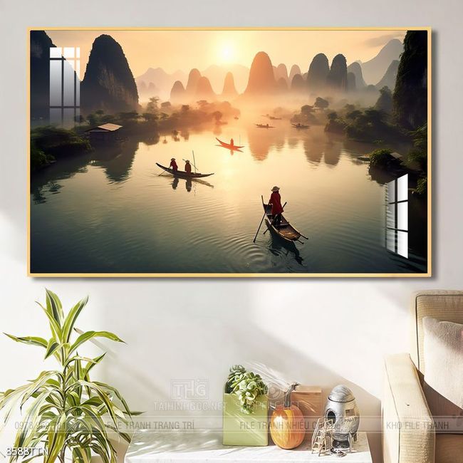 Tranh phong thủy nước non tuyệt đẹp