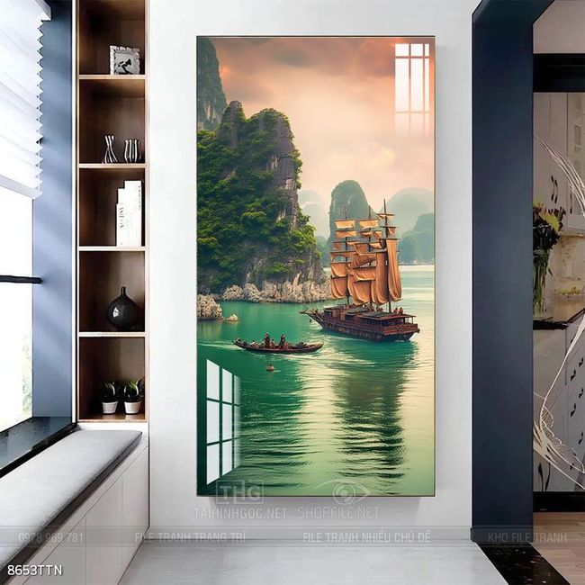 Tranh phong thủy nước non tuyệt đẹp