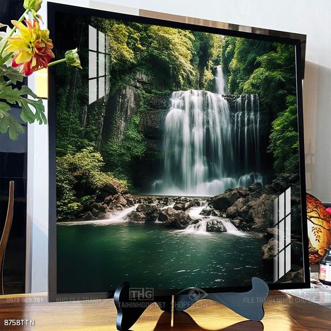 Tranh phon thủy sông, núi và mặt trời