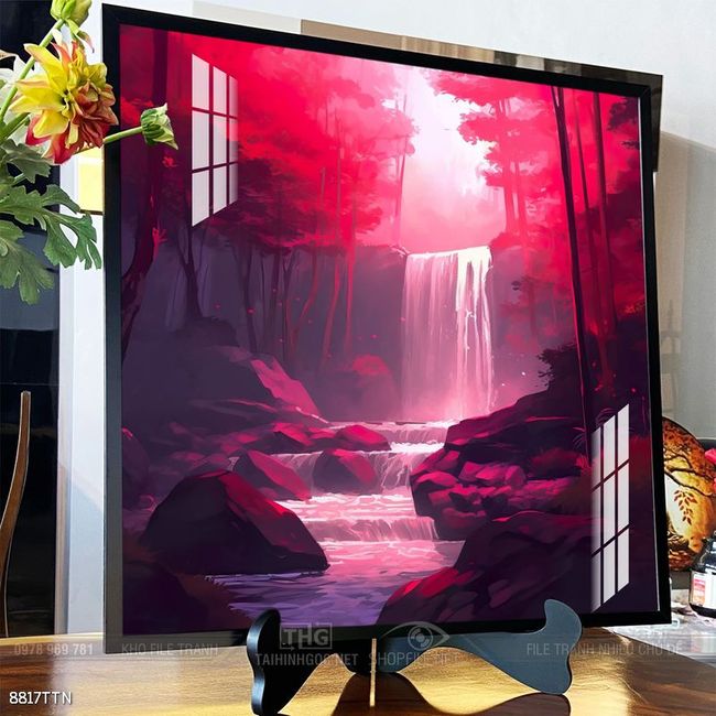 Tranh phon thủy sông, núi và mặt trời