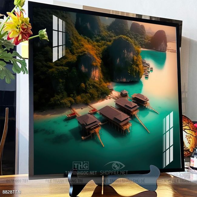Tranh phong thủy phong cảnh thác nước thiên nhiên