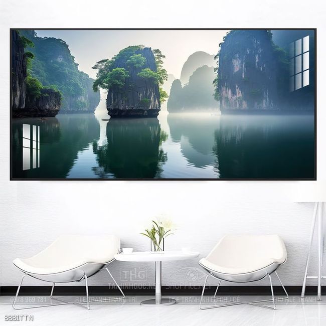 Tranh phong thủy nước non tuyệt đẹp