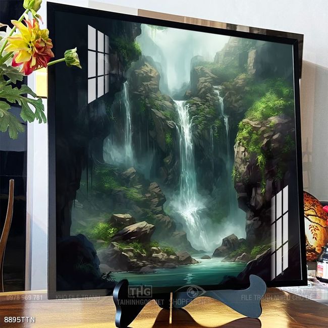 Tranh phon thủy sông, núi và mặt trời