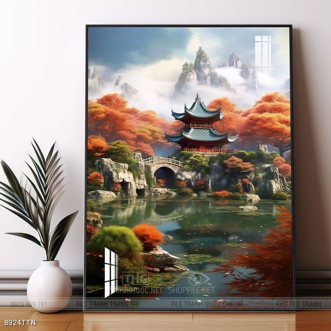 Tranh phong thủy nước non tuyệt đẹp