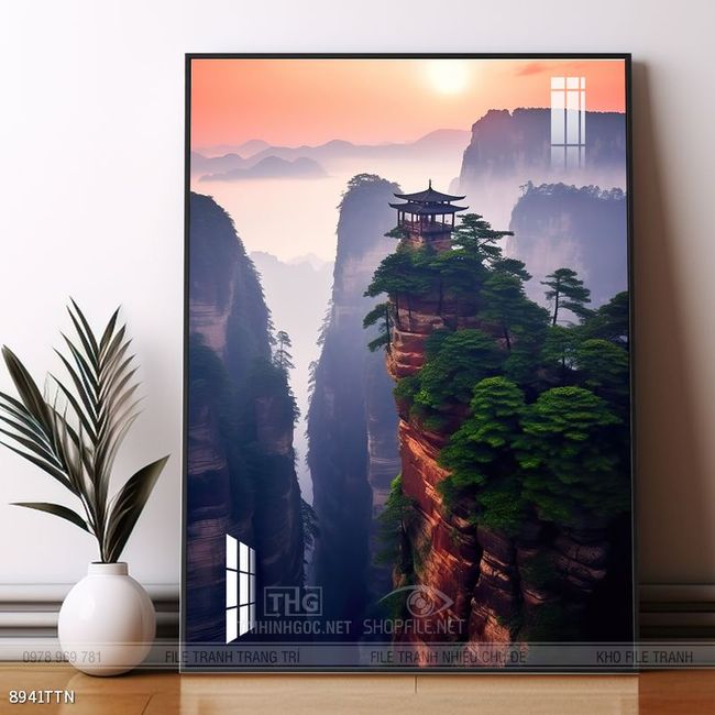 Tranh phong thủy phong cảnh thác nước thiên nhiên