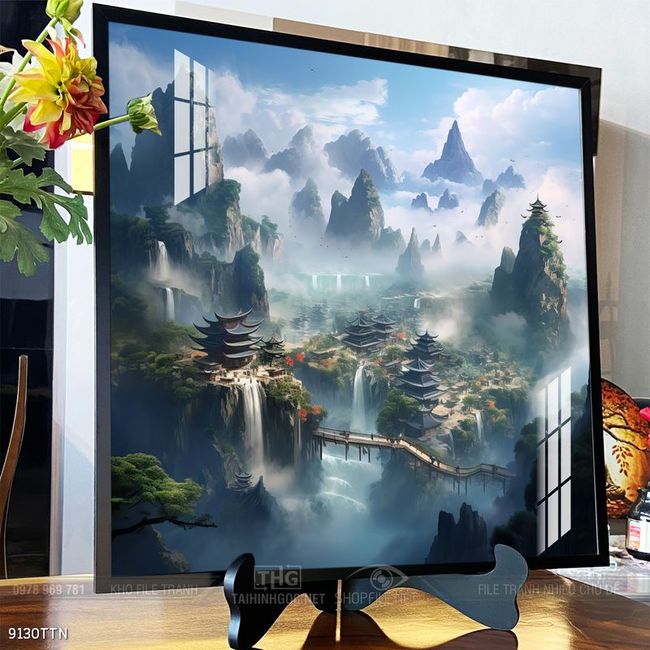 Tranh phong thủy phong cảnh thác nước thiên nhiên