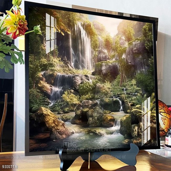 Tranh phon thủy sông, núi và mặt trời