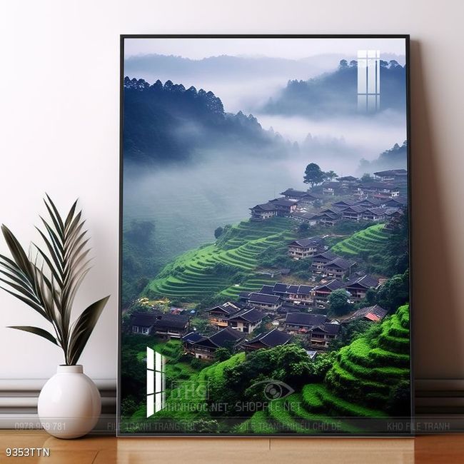 Tranh phon thủy sông, núi và mặt trời