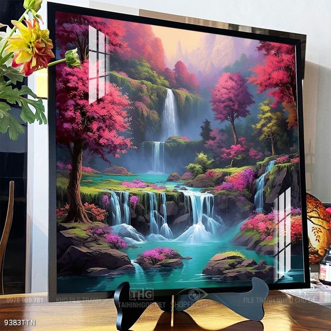 Tranh phon thủy sông, núi và mặt trời