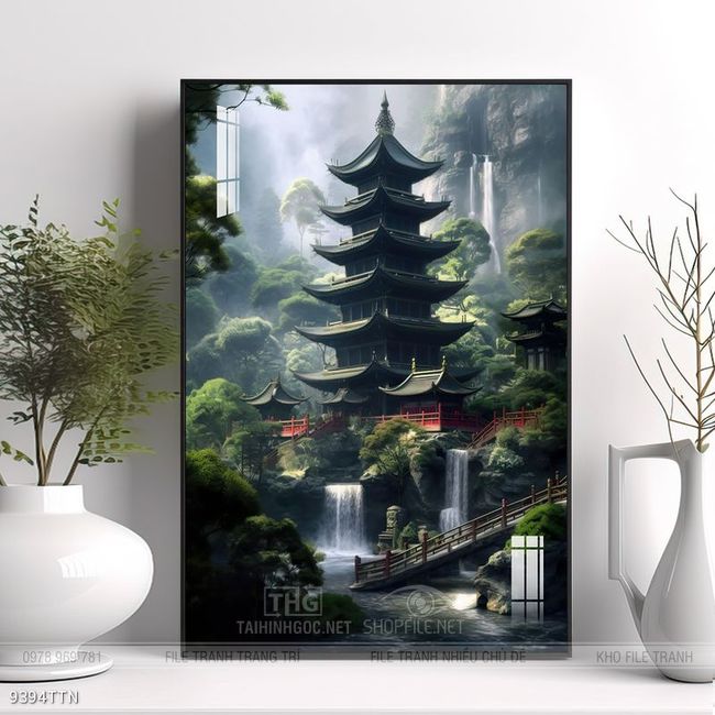 Tranh phong thủy phong cảnh thác nước thiên nhiên