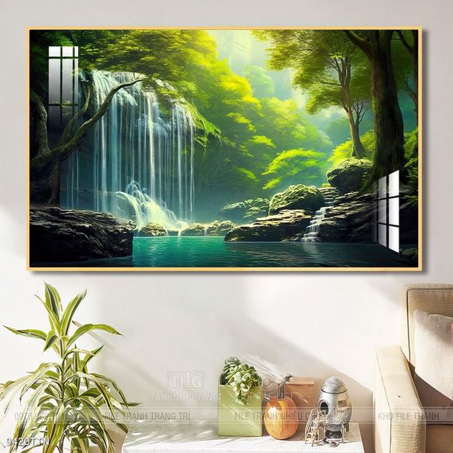 Tranh phong thủy phong cảnh thác nước thiên nhiên