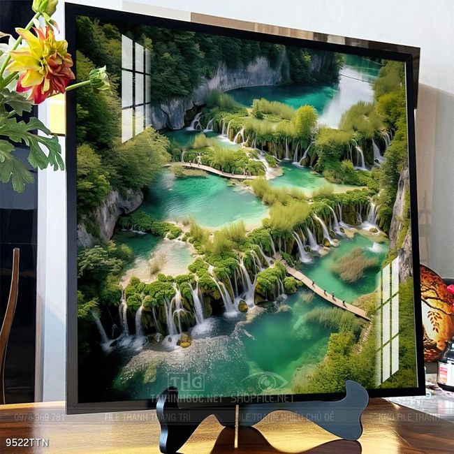 Tranh phon thủy sông, núi và mặt trời