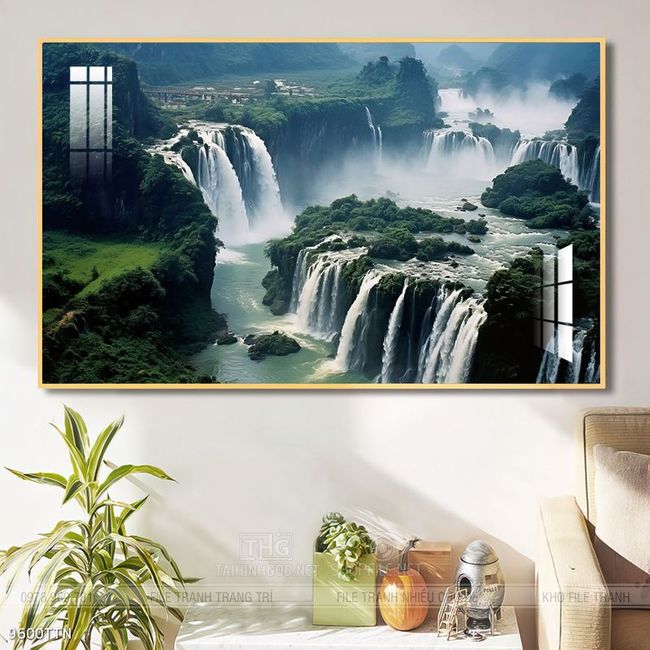 Tranh phon thủy sông, núi và mặt trời