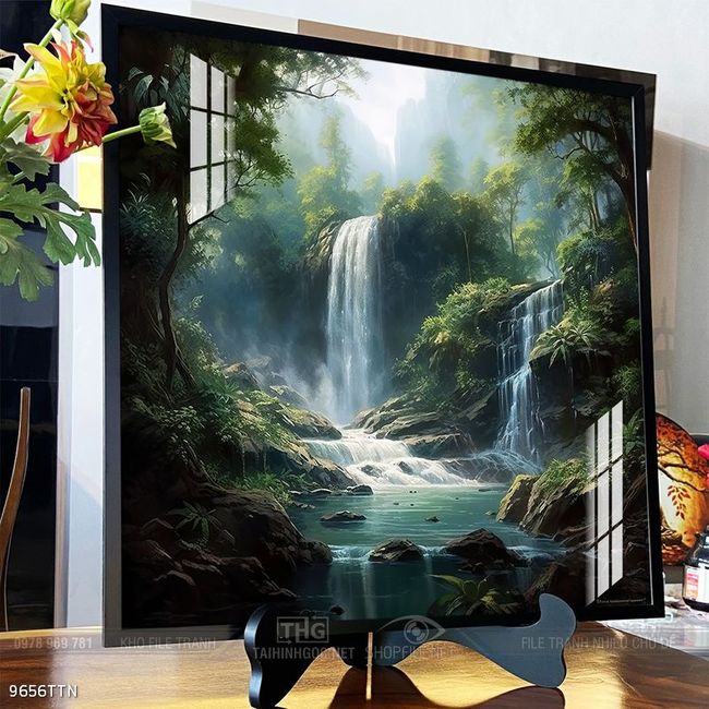 Tranh phon thủy sông, núi và mặt trời