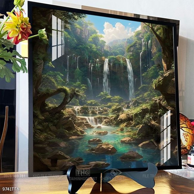 Tranh phong thủy phong cảnh thác nước thiên nhiên
