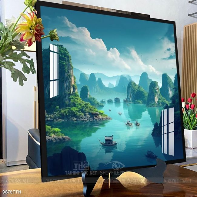 Tranh phong thủy phong cảnh thác nước thiên nhiên