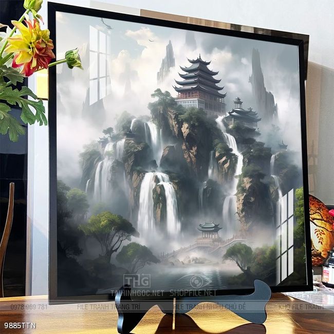 Tranh phong thủy phong cảnh thác nước thiên nhiên