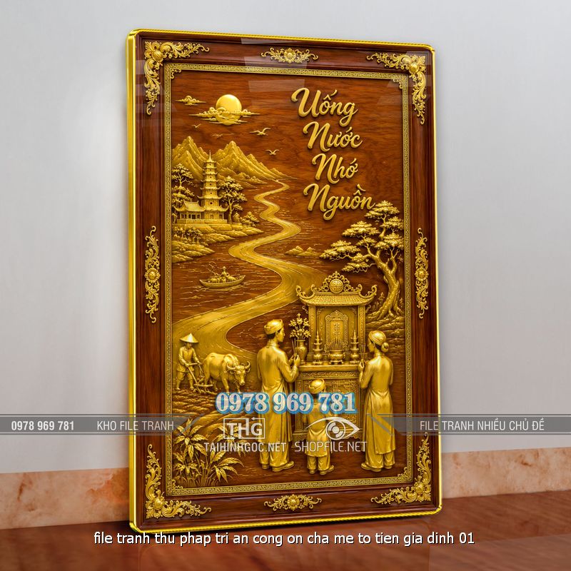 file tranh thu phap tri an cong on cha me to tien gia dinh 01