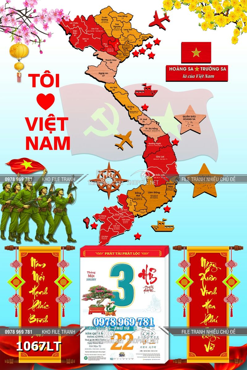 File psd Lịch bản đồ 34 tỉnh thành Lịch Tết bản đồ việt nam 1067LT