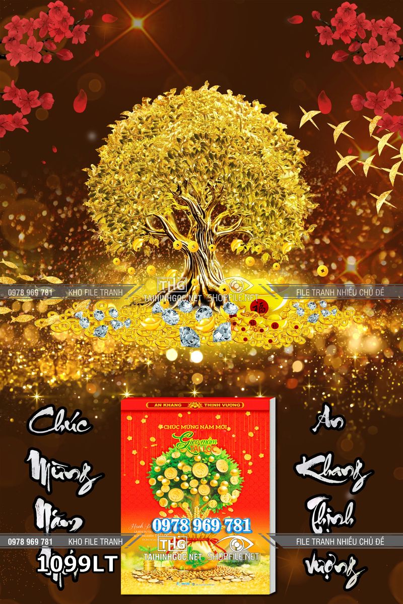File psd tách lớp layer lịch Tết cây tiền vàng thịnh vượng 1099LT