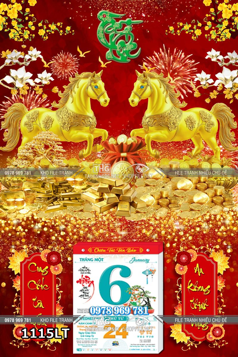 File lịch tết bloc ngựa vàng tấn tài 1115LT