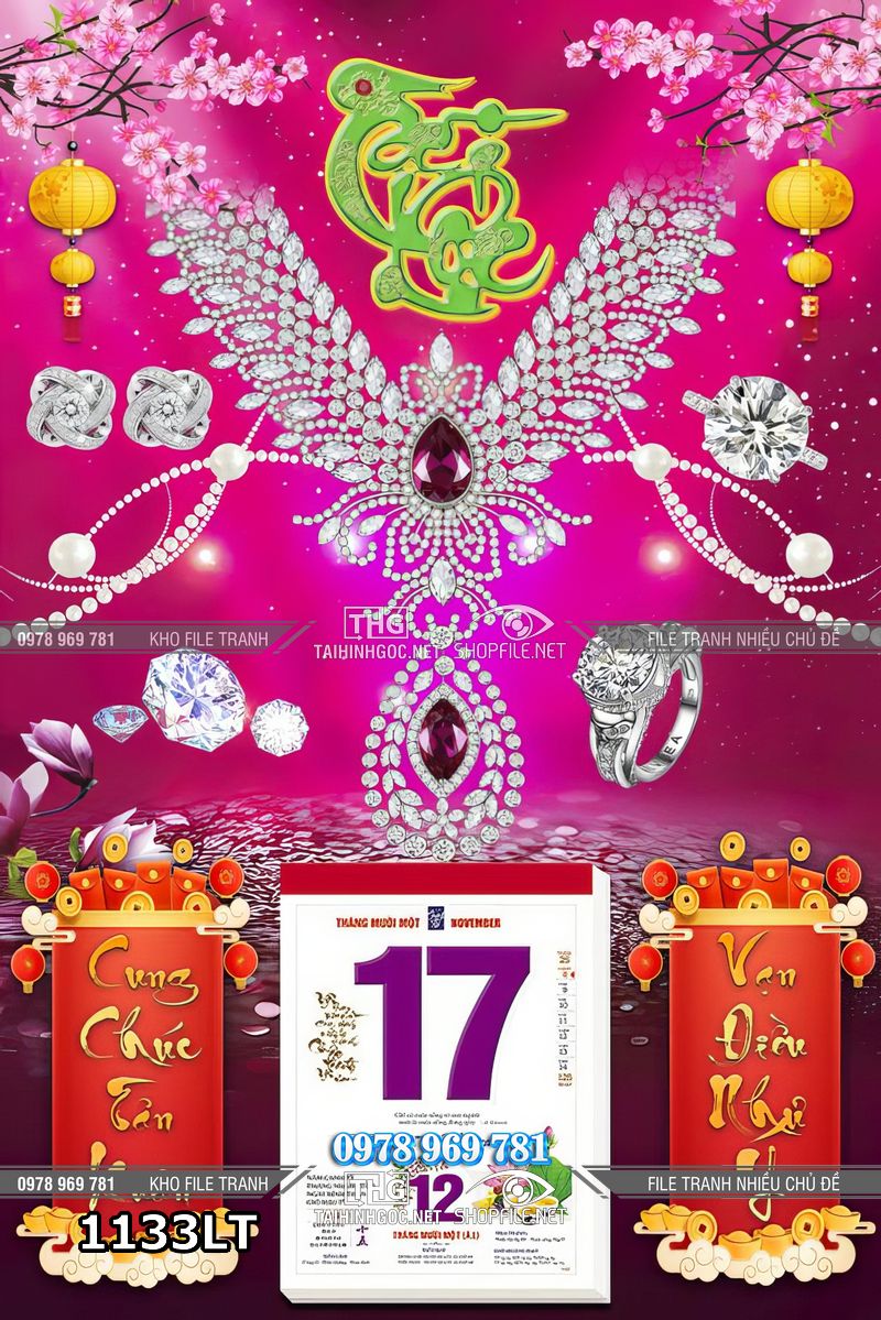File lịch tết tiệm vàng trang sức đá quý cao cấp 1133LT