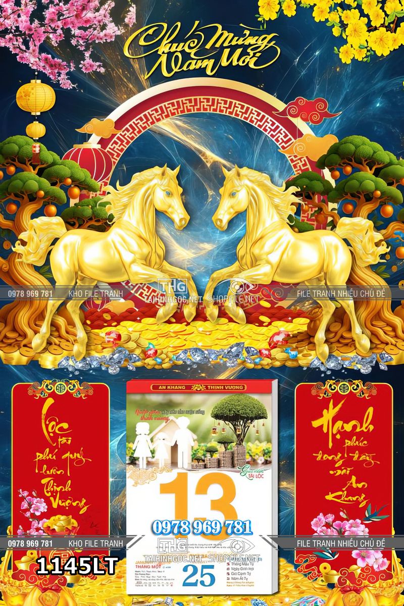 File lịch tết năm con ngựa vàng chúc mừng năm mới 1145LT