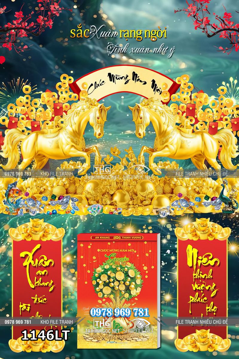 File lịch tết năm bính ngọ ngựa vàng mừng xuân mới 1146LT