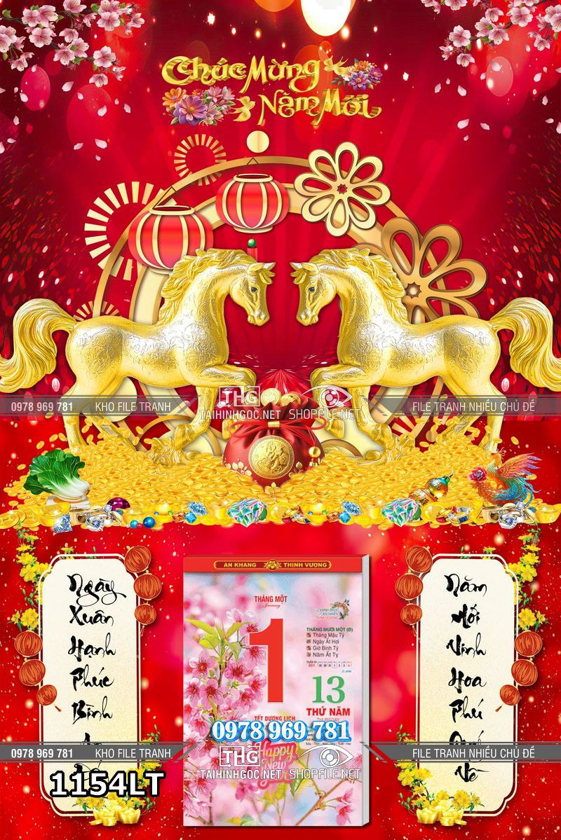 File lịch tết ngựa vàng phát tài 1154LT