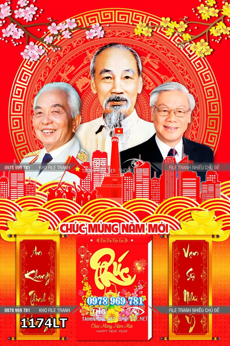 File tranh lịch tết Bác Hồ Bác Giáp Bác Trọng 1174LT