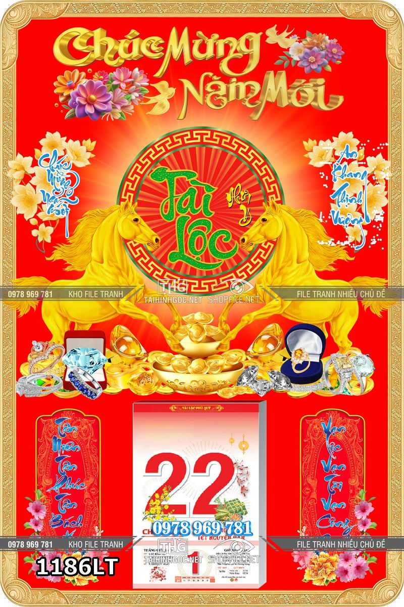 File lịch tết 2026 bính ngọ tài lộc năm mới phát tài 1186LT