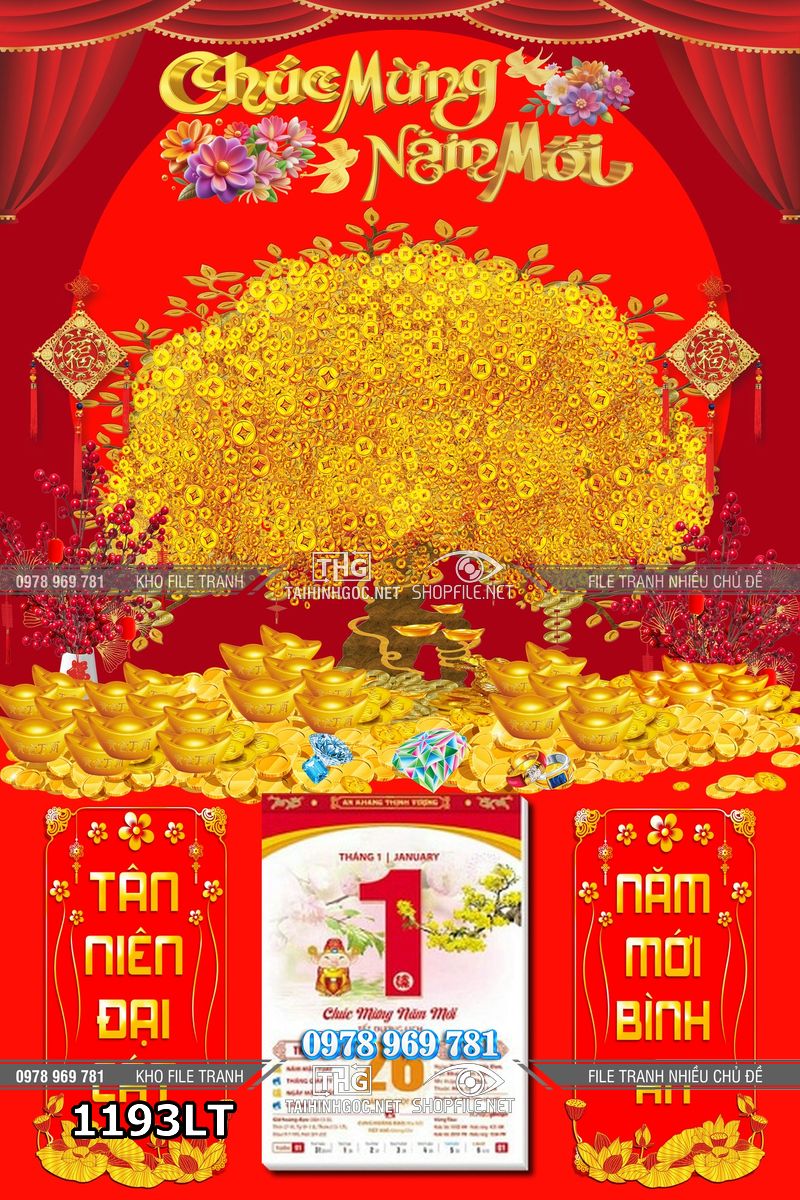 File lịch tết tài lộc vàng khai xuân 1193LT