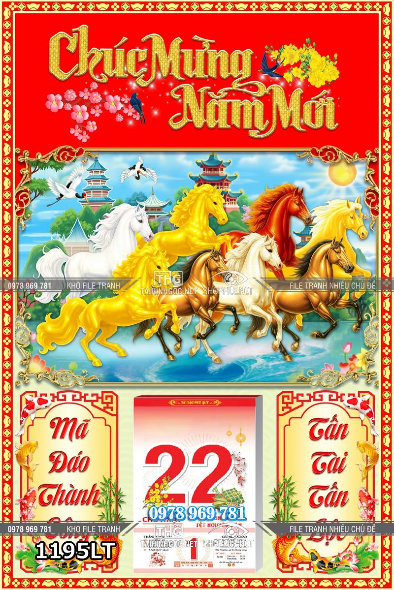 File lịch tết 2026 con ngựa bát mã mã đáo thành công 1195LT