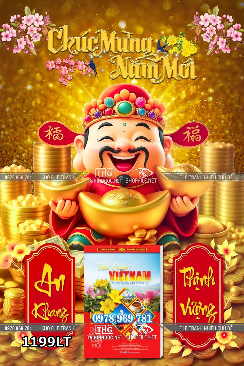 File lịch tết ông thần tài ôm vàng may mắn 1199LT