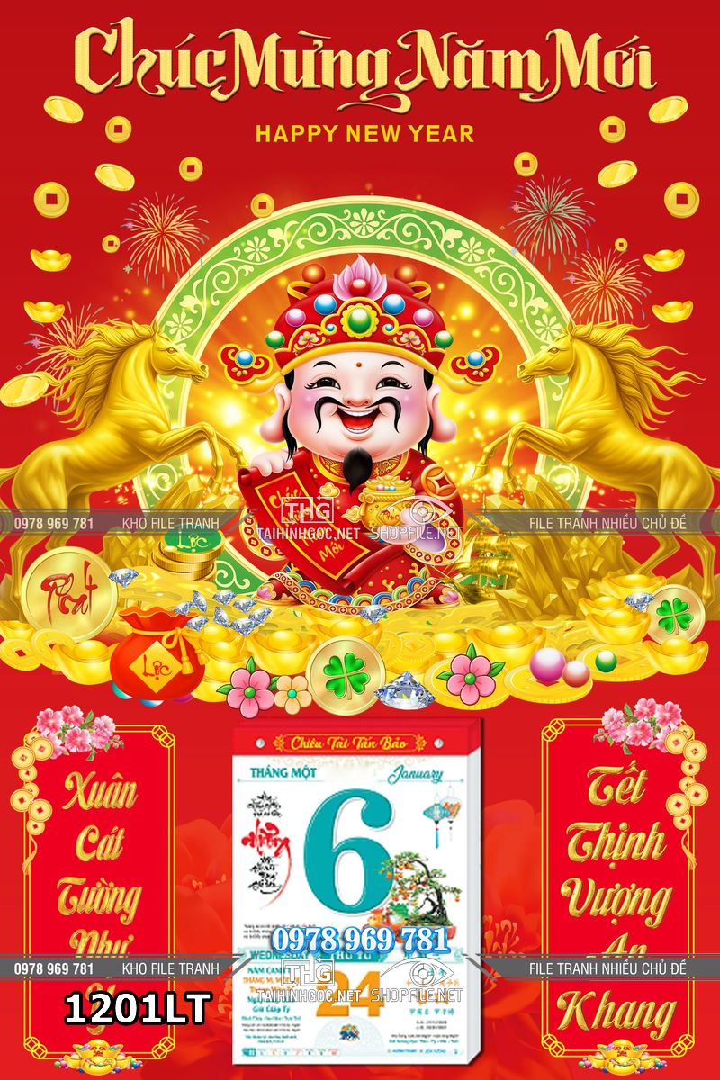 File lịch tết thần tài mừng xuân phát tài 1201LT
