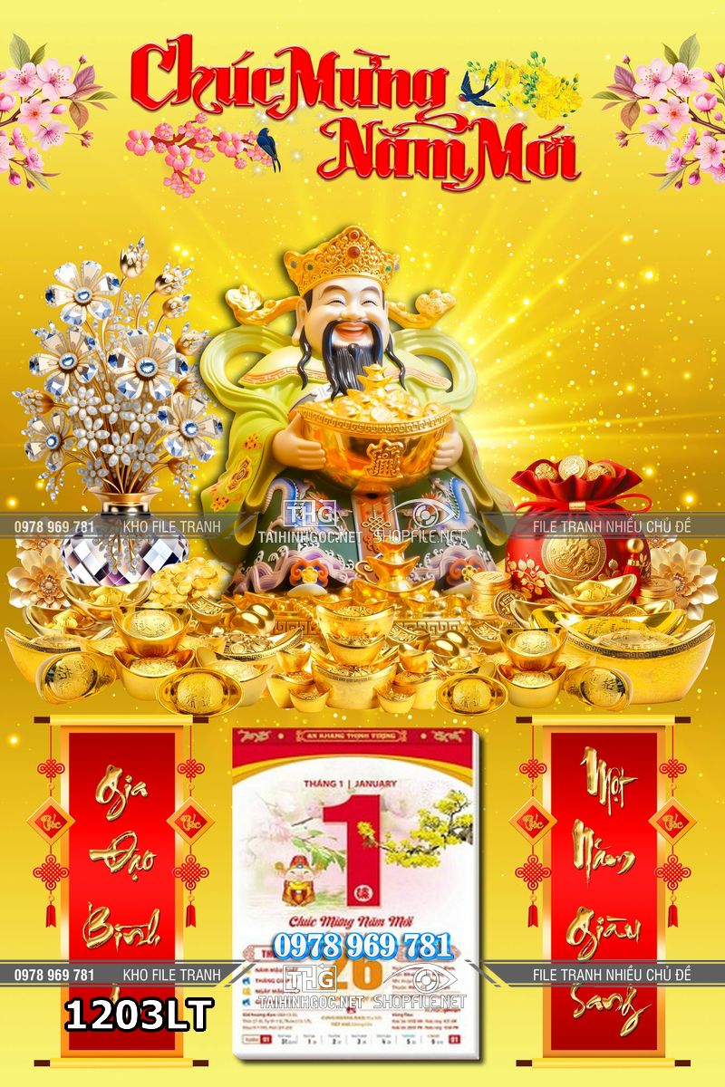 File psd lịch tết ông thần tài mừng xuân phát tài 1203LT