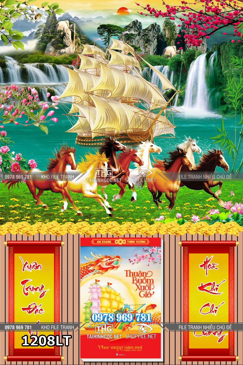 File lịch tết thuận buồm xuôi gió bát mã thành công 1208LT