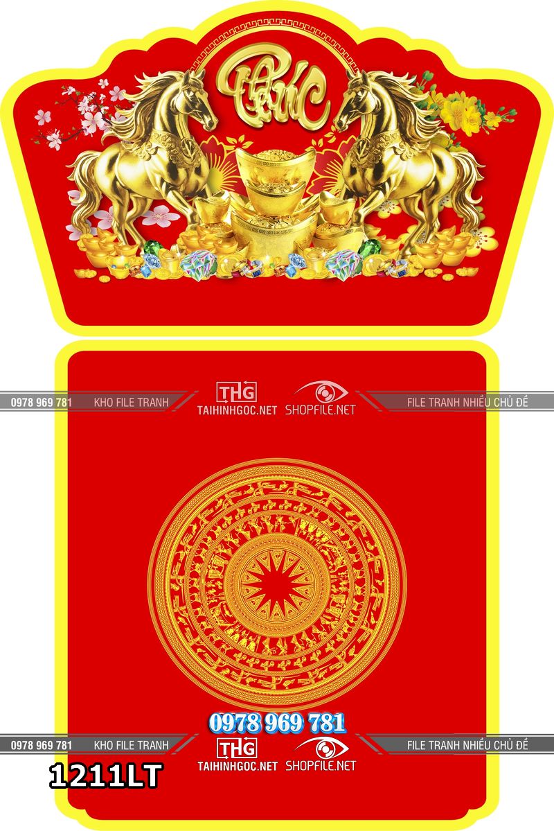 File tranh lịch tết 2026 song mã tài lộc 1211LT